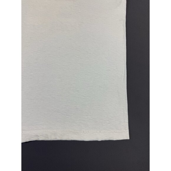 Vintage 90s New York NY Spell Out Art Logo Pattern Tribal White Shirt Short Heel - Picture 9 of 15